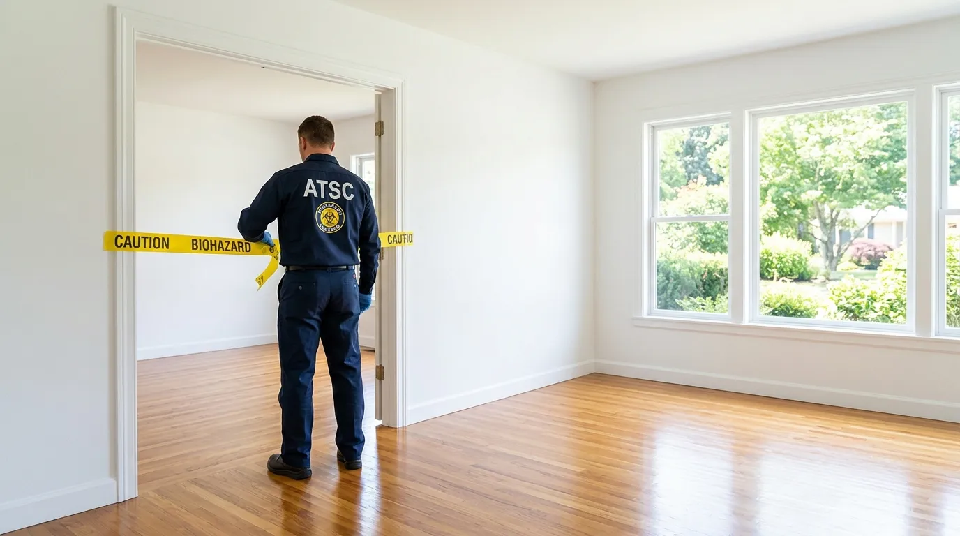 Certified biohazard cleanup crew performing Decomposition Cleanup in Miller Place